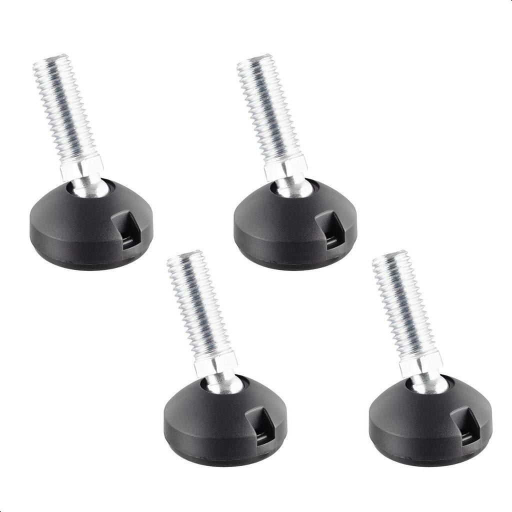 WAGNER Verstellfuß DESIGN schwarz, Kugelgelenk 4tlg. Set - Ø 40 mm, Gewinde M10x25 mm, Gleiter BLACK, DE Ware - 15437004