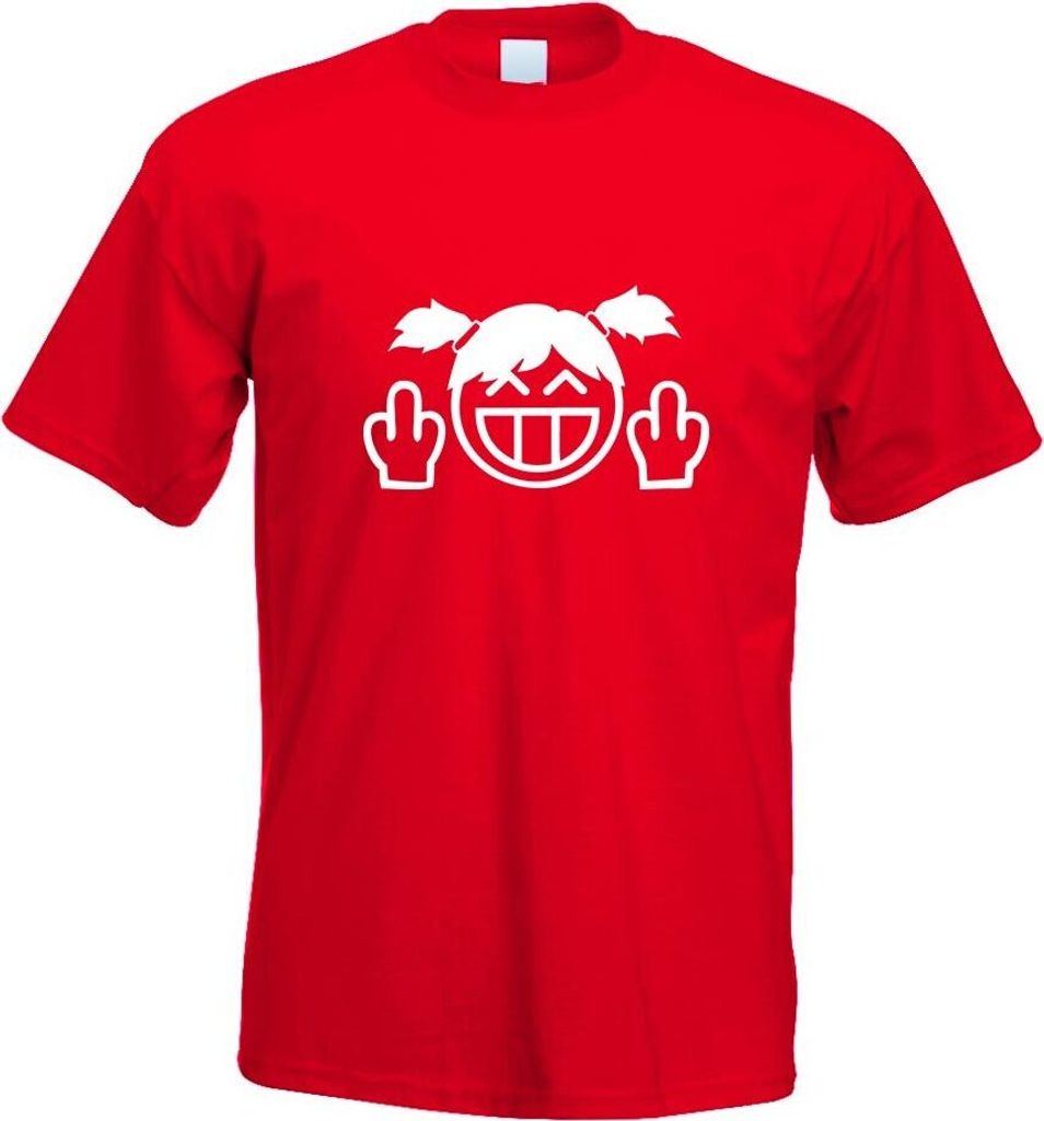Kiwistar - T-Shirt - rot - FCK You! Mädchen Zöpfe Haare Motiv Bedruckt Funshirt Design Print - mit Motiv Bedruckt - Funshirt Design - Sport - Fre...
