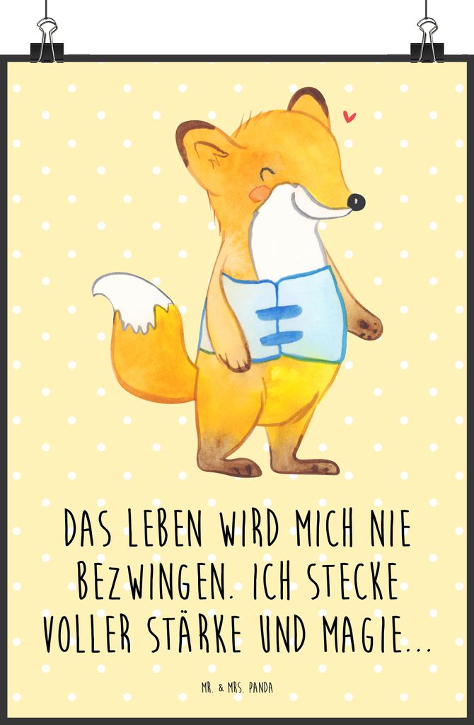 Mr. & Mrs. Panda Bild Fuchs Orthopädisches Korsett DIN A1 - Gelb Pastell - Geschenk, Wandschmuck, Kunstdruck, drucke, wanddeko, Wandbild