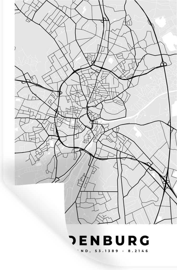 MuchoWow Wandtattoo Wandsticker Wandaufkleber Stadtplan - Stadtplan von Oldenburg - Deutschland 20x30 cm Selbstklebend und Repositionierbar - Sti...
