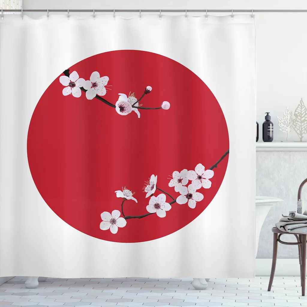 Tenda Doccia ABAKUHAUS Design Fiori Mandorlo - Arredo Bagno Corallo