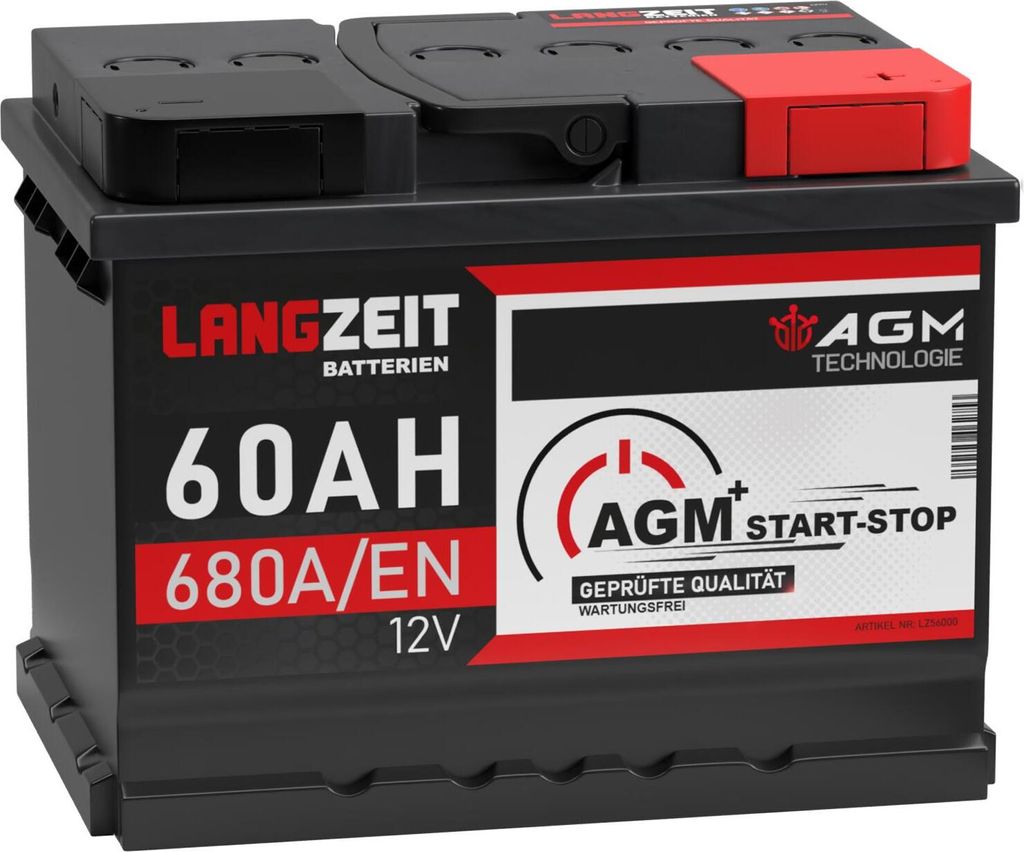 AGM Batterie 60Ah 12V Autobatterie Start Stop Produktbild 