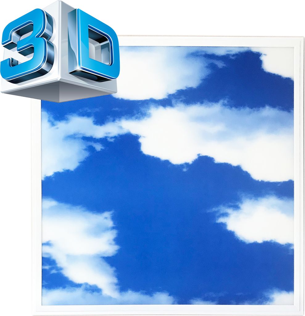 3D LED Panel Deckenleuchte 3D-Bild blauer Himmel mit weißen Wolken
