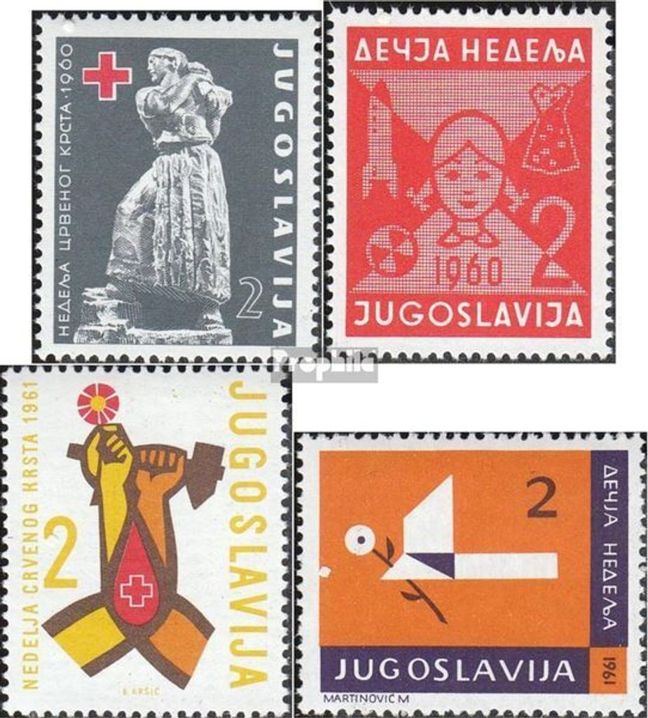 Briefmarken Jugoslawien 1960 Mi Z24,Z25,Z26A,Z27 (kompl.Ausg.) postfrisch Zwangszuschlagsmarken