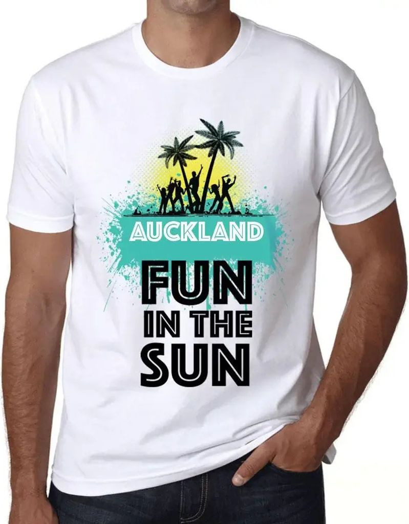 Herren Grafik T-Shirt Spaß in der Sonne in Auckland – Fun In The Sun In Auckland – Öko-Verantwortlich Vintage Jahrgang Kurzarm Lustige Druck