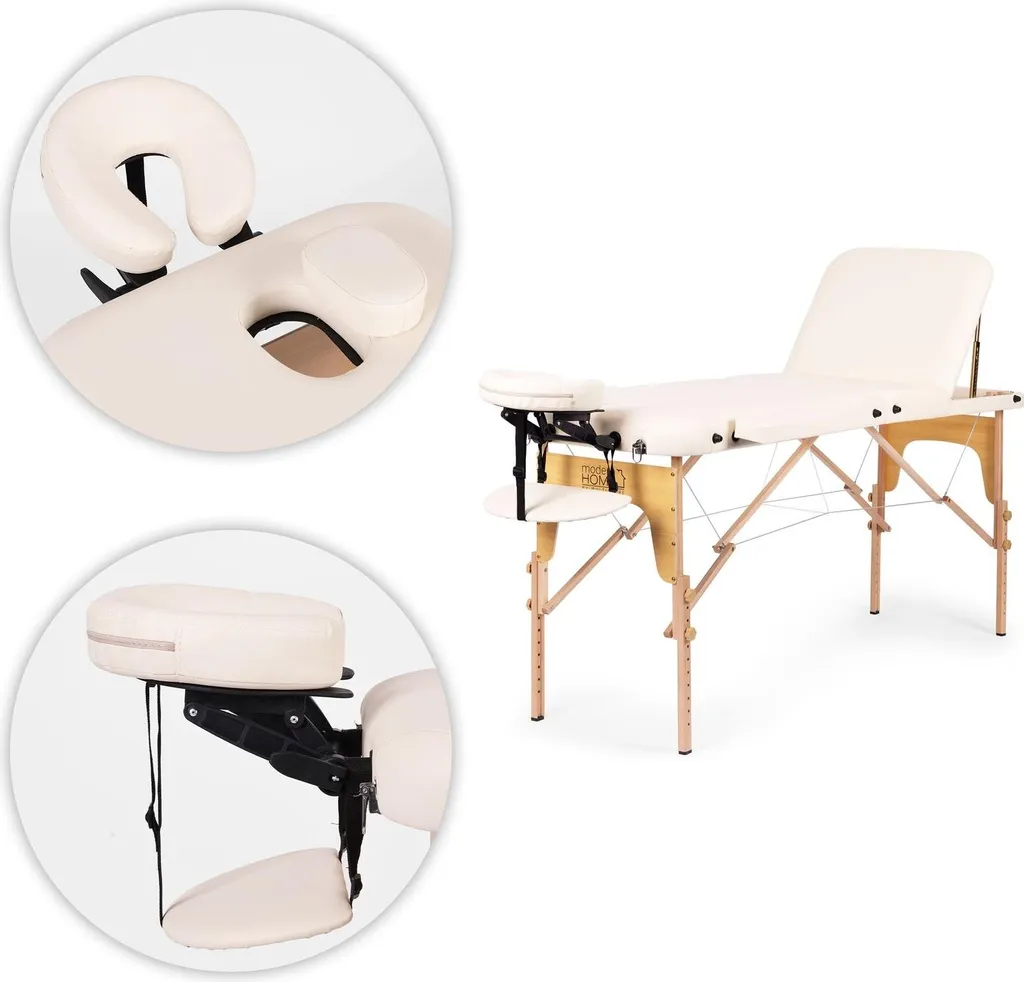 Table de massage portable pour soins à domicile 3 sections bois robuste