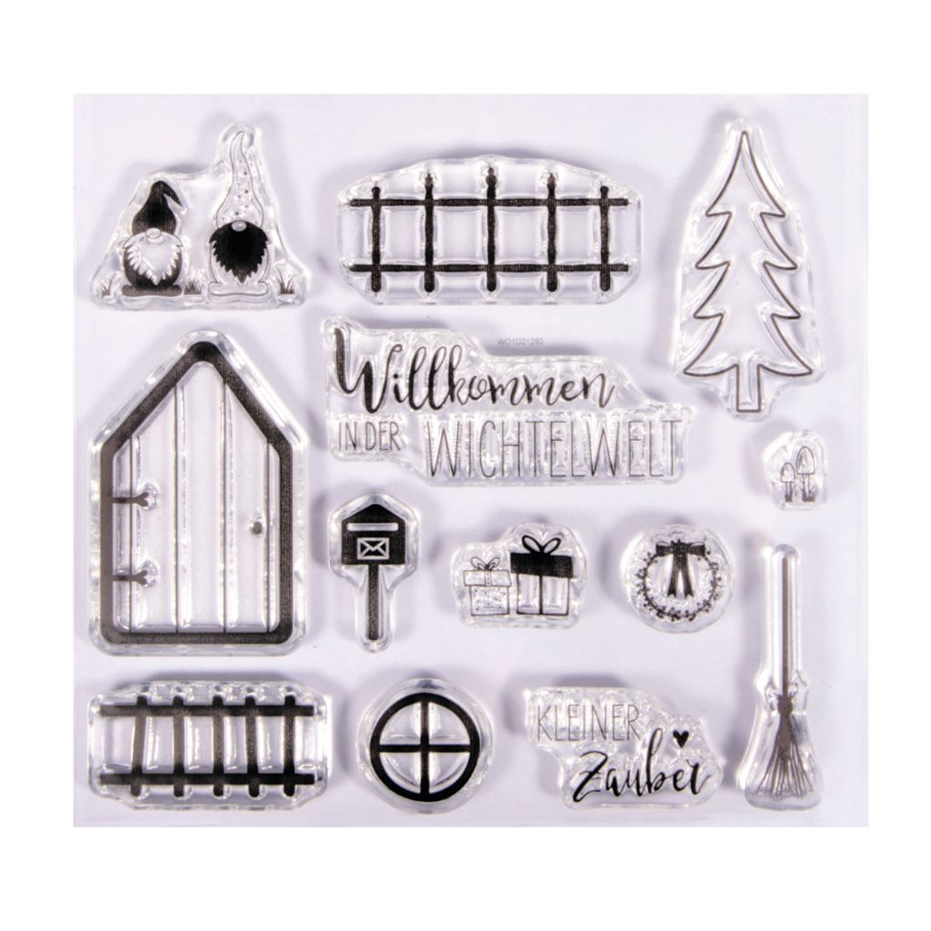 Rayher Clear Stempel - Clear Stamps - Wichtelwelt, 102,5x97mm, 13 Motive