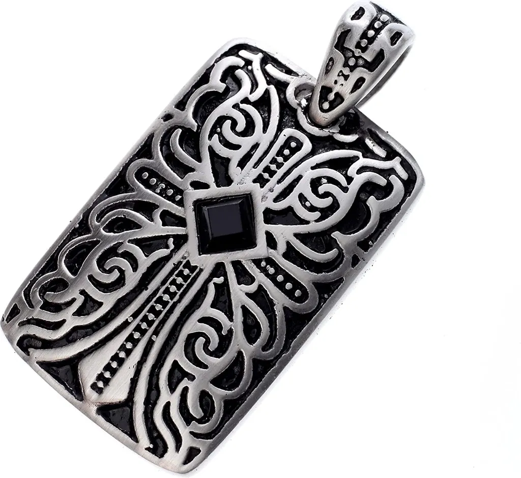 Ciondolo Croce Medievale PD1829 con Zircone - Acciaio Inox Antiallergico