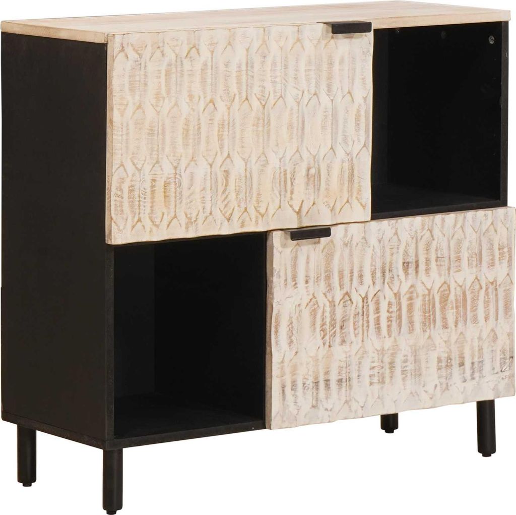 Sideboard mit Tür Weiße gewaschene Oberfläche 80 x 33 x 75 cm