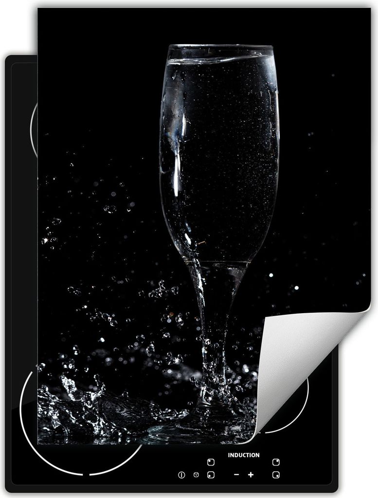 DarHaus Herdabdeckplatte Einteilig Küche Abdeckplatte für Glaskeramikfeld Abdeckung Induktionskochfeld Aufrollbare Matte 40x52 cm, schwarz - Wasser