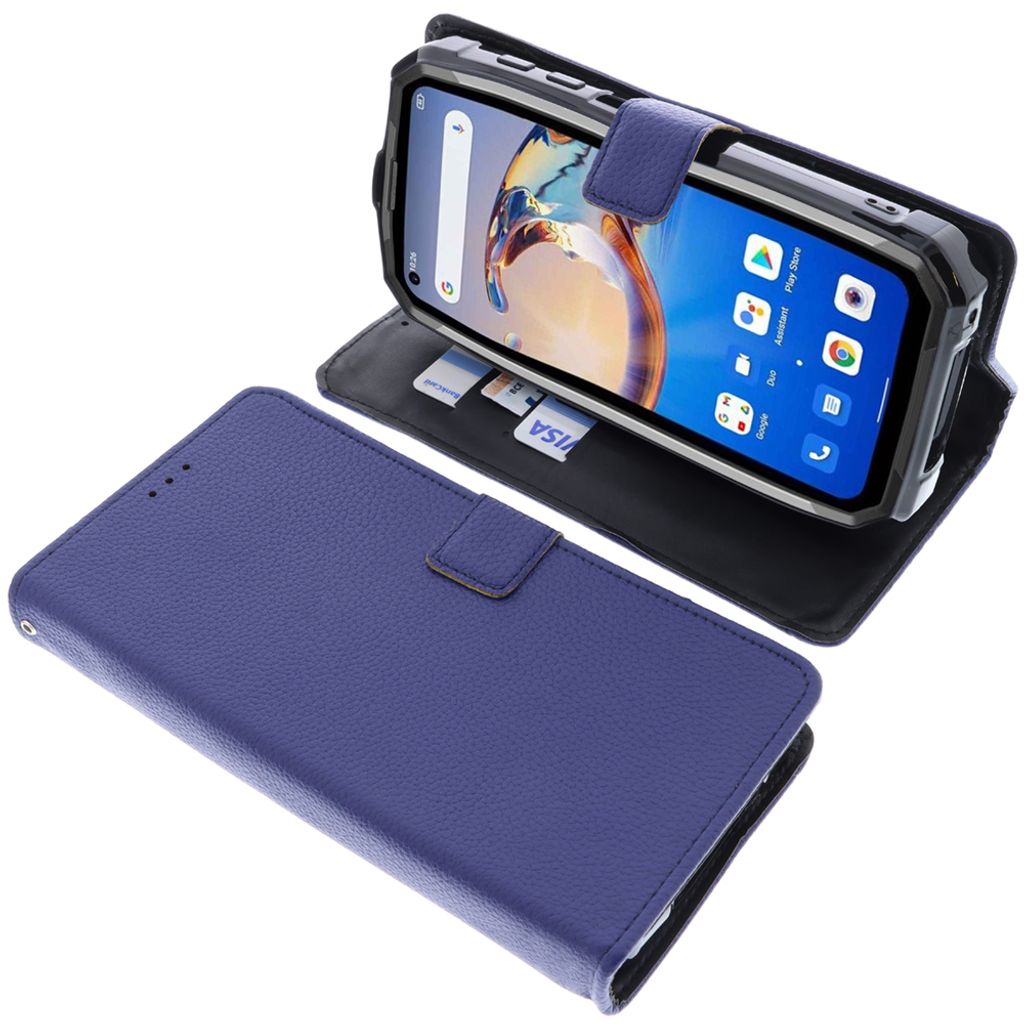 foto-kontor Tasche kompatibel mit Unihertz Tank Schutzhülle blau Book Style Case Handy Schutz Hülle Buch Wallet Handyhülle Cover Klapphülle St...