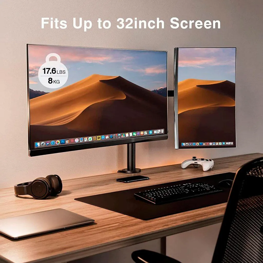 Techly Support Double Écran PC 13-32 Pouces Bras de Moniteur ICA-LCD-382D - 13