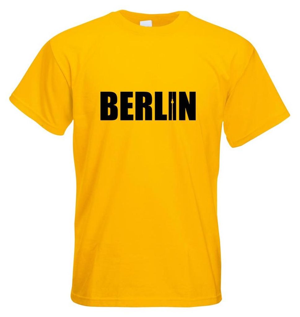 Kiwistar - T-Shirt - gelb - Berlin Schriftzug Motiv Bedruckt Funshirt Design Print - mit Motiv Bedruckt - Funshirt Design - Sport - Freizeit - Herr...