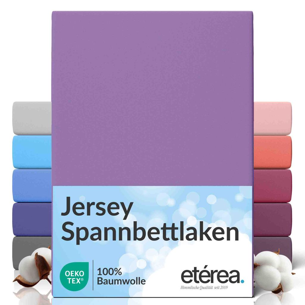Jersey Spannbettlaken 140x200 - 160x200 cm, 100% Baumwolle Bettlaken, Violett