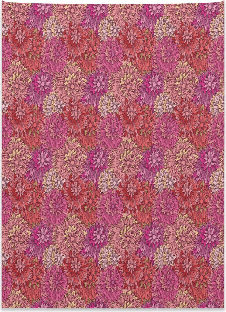 Abakuhaus Blume Wandteppich, aus Weiches Mikrofaser Stoff Kein Verblassen Klare Farben Waschbar, 110 x 150 cm, Korallenrot Rosa Rot