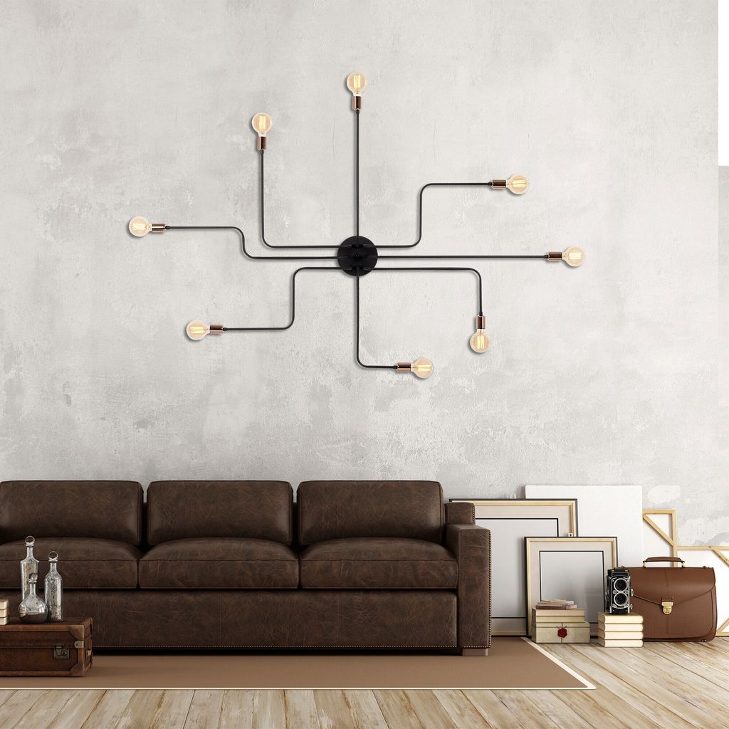 Opviq, Moderne Wandlampe aus Eisen, Schwarz und Bronze, Ø 125 cm, Höhe 15 cm | E27 Fassung, max. 40 W, IP20 | Stilvolles, industrielles Design f...