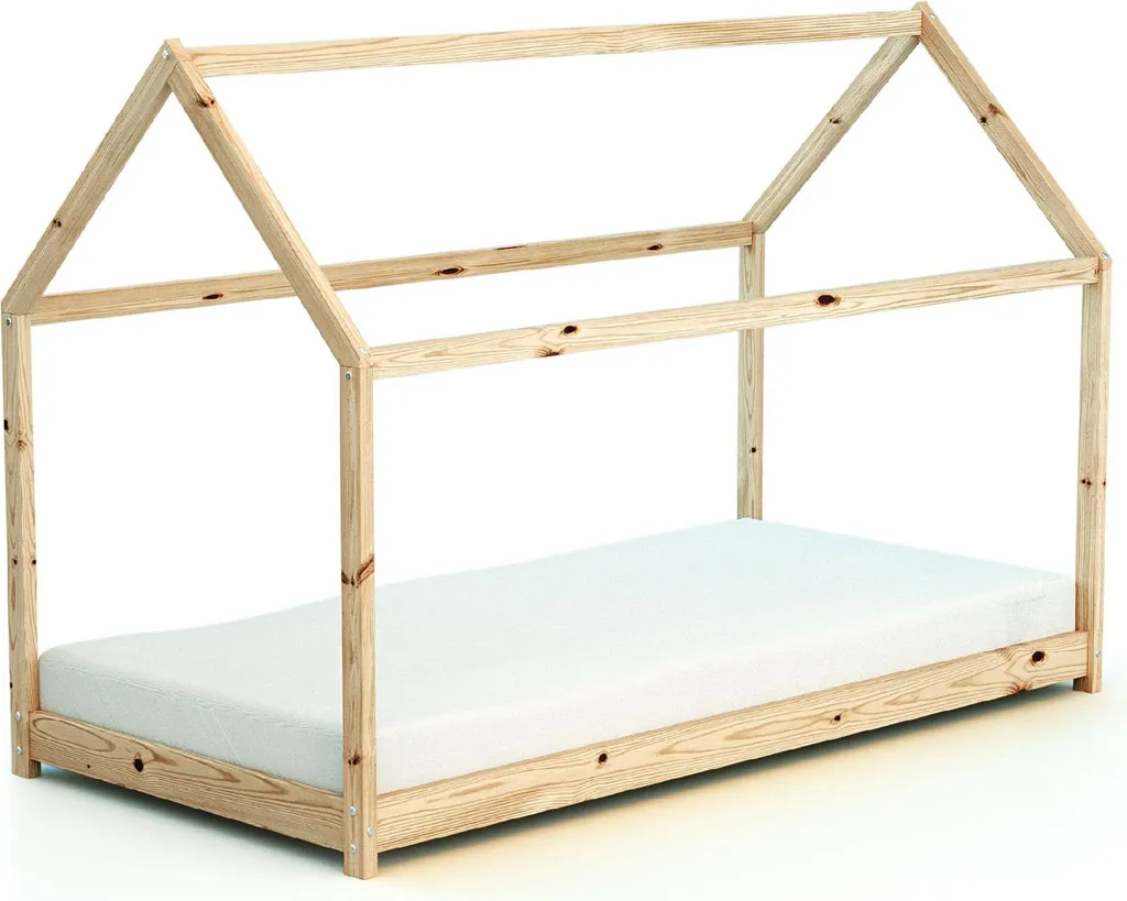Lit Cabane Enfant 90x190 cm en Bois Massif Design Scandinave WEBABY