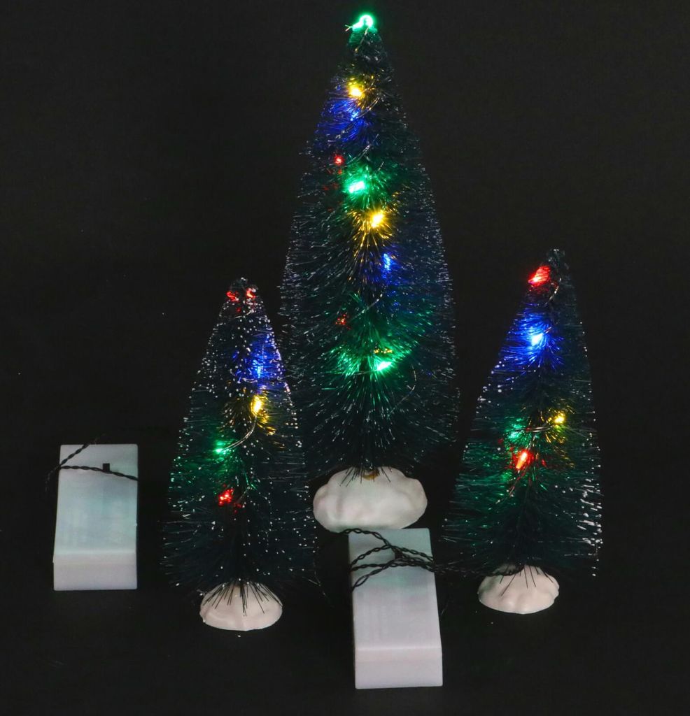3er Set künstliche Dekotanne mit bunten LED Lichterketten Weihnachtsdeko Tanne
