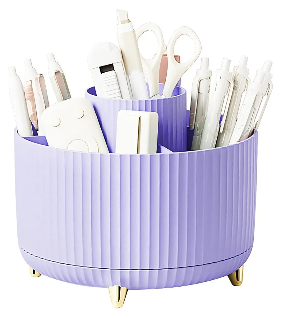 Rangement cosmétiques pivotant 360° violet - Organisateur 5 compartiments