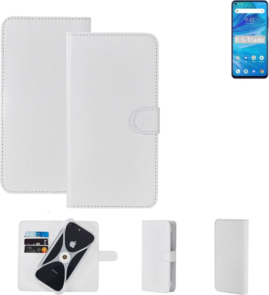 K-S-Trade Handy Hülle Schutz Hülle kompatibel mit UMIDIGI F2 Cover Case Bookstyle Bumper weiß 1x