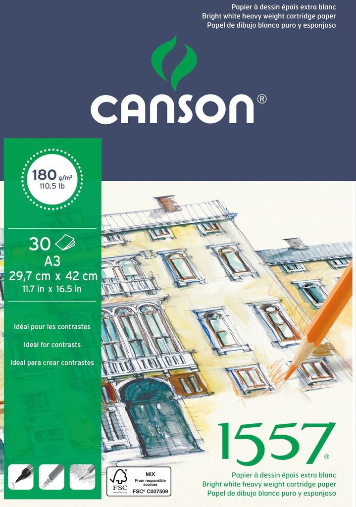 CANSON C204127415 Blocco carta da disegno CANSON 1557, DIN Immagine del prodotto 