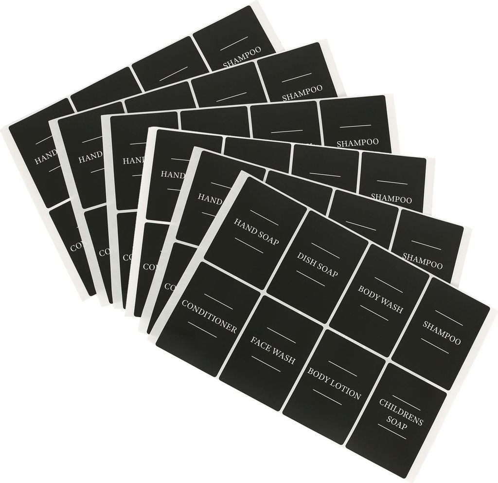 Harbor Housewares 48-teiliges Seifenspender-Etiketten-Set – Schwarz – 6 Stück
