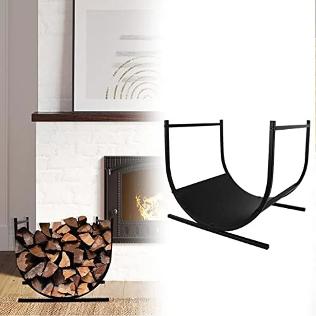 Étagère à Bois Anti-humidité Support Métal pour Cheminée Propre