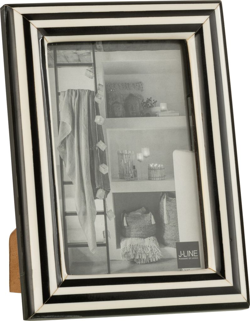 J-Line Fotorahmen Rechteckig Linien Poly Schwarz/Weiß Small