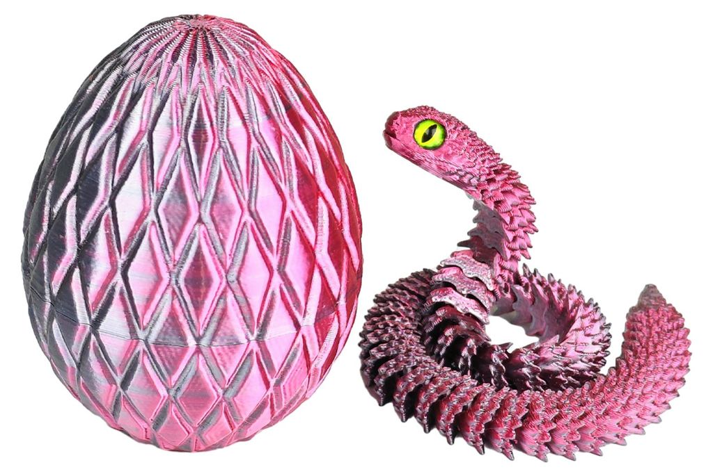 Schlangenei mit 3D-gedruckter Schlange im Inneren, bewegliche Gelenke, Schlangenfigur, bewegliche Schlange, Schreibtisch-Fidget-Toy, Dekoration, Or...