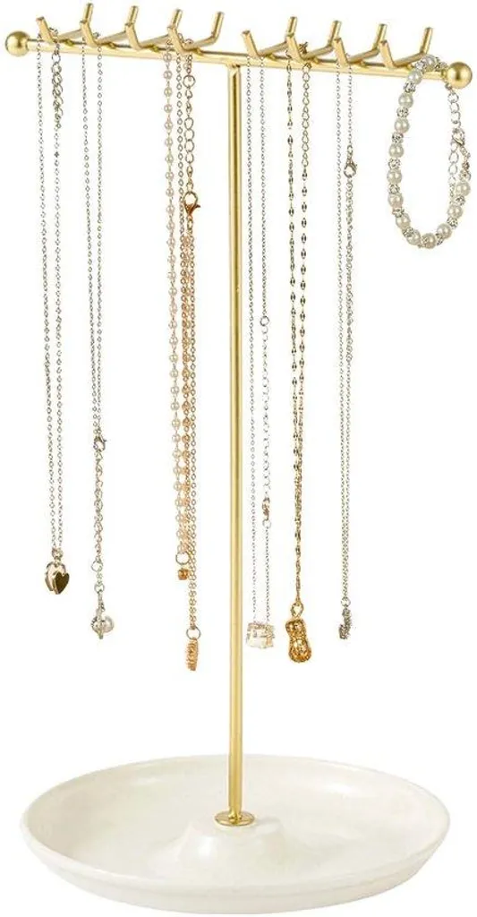 Porte-bijoux blanc 16 crochets en céramique pour un rangement chic