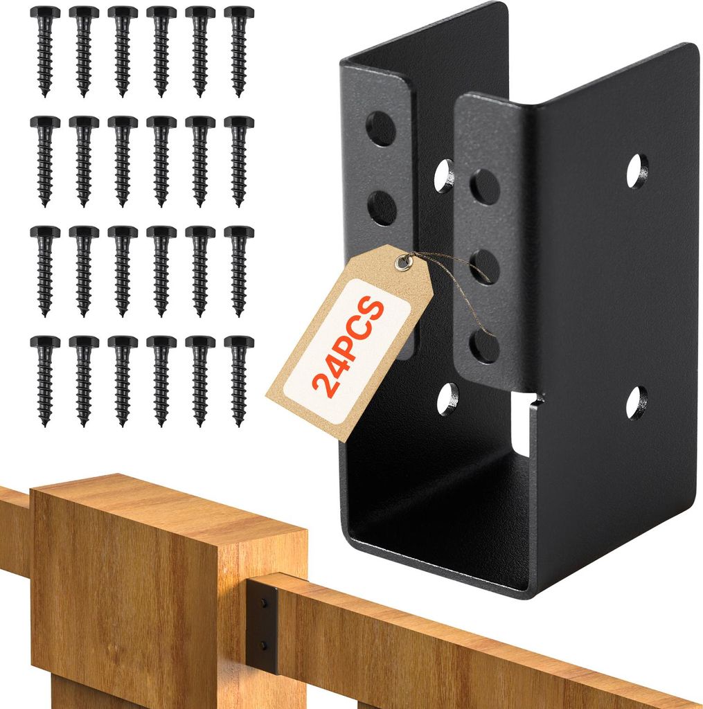 VEVOR Balkenschuh, Balkenverbinder mit verdecktem Flansch für den Außenbereich mit Schrauben, Pfostenträger aus Stahl für 49x92 mm Balken, Holz...