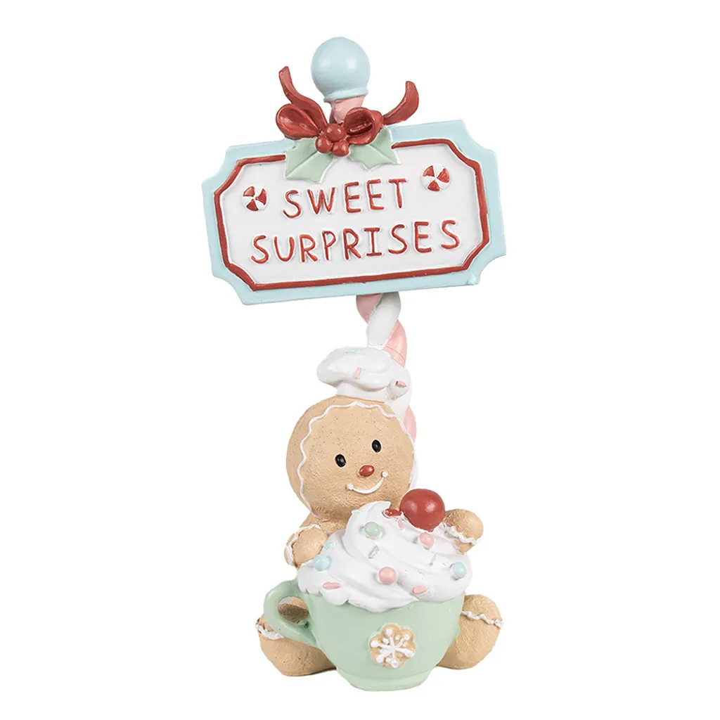 Père Noël Pain d'Épice Beige 25 cm - Décoration Noël en Plastique Résistant