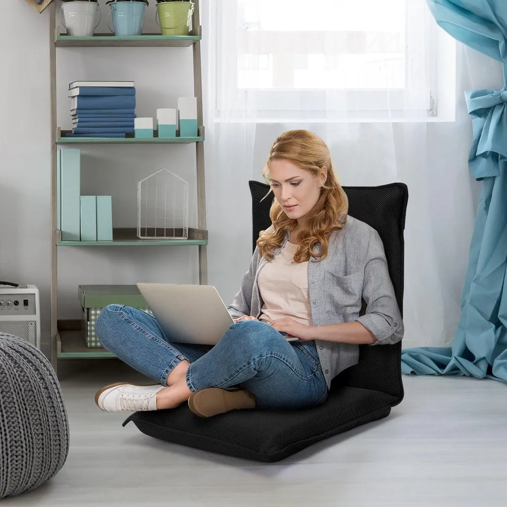 Chaise de sol réglable noire : Canapé paresseux modulable de qualité