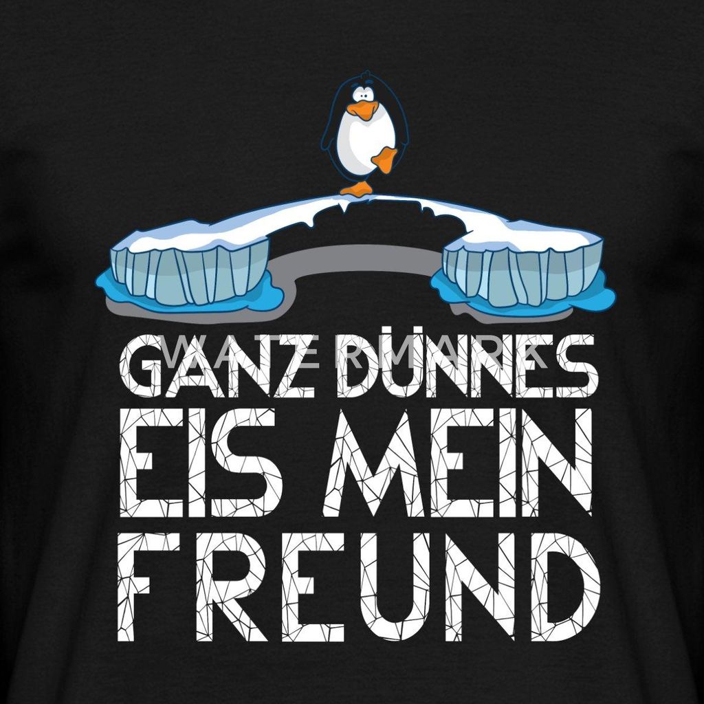 Spreadshirt Pinguin Ganz Dünnes Eis Mein Freund Sarkasmus Männer T-Shirt, XXL, Schwarz