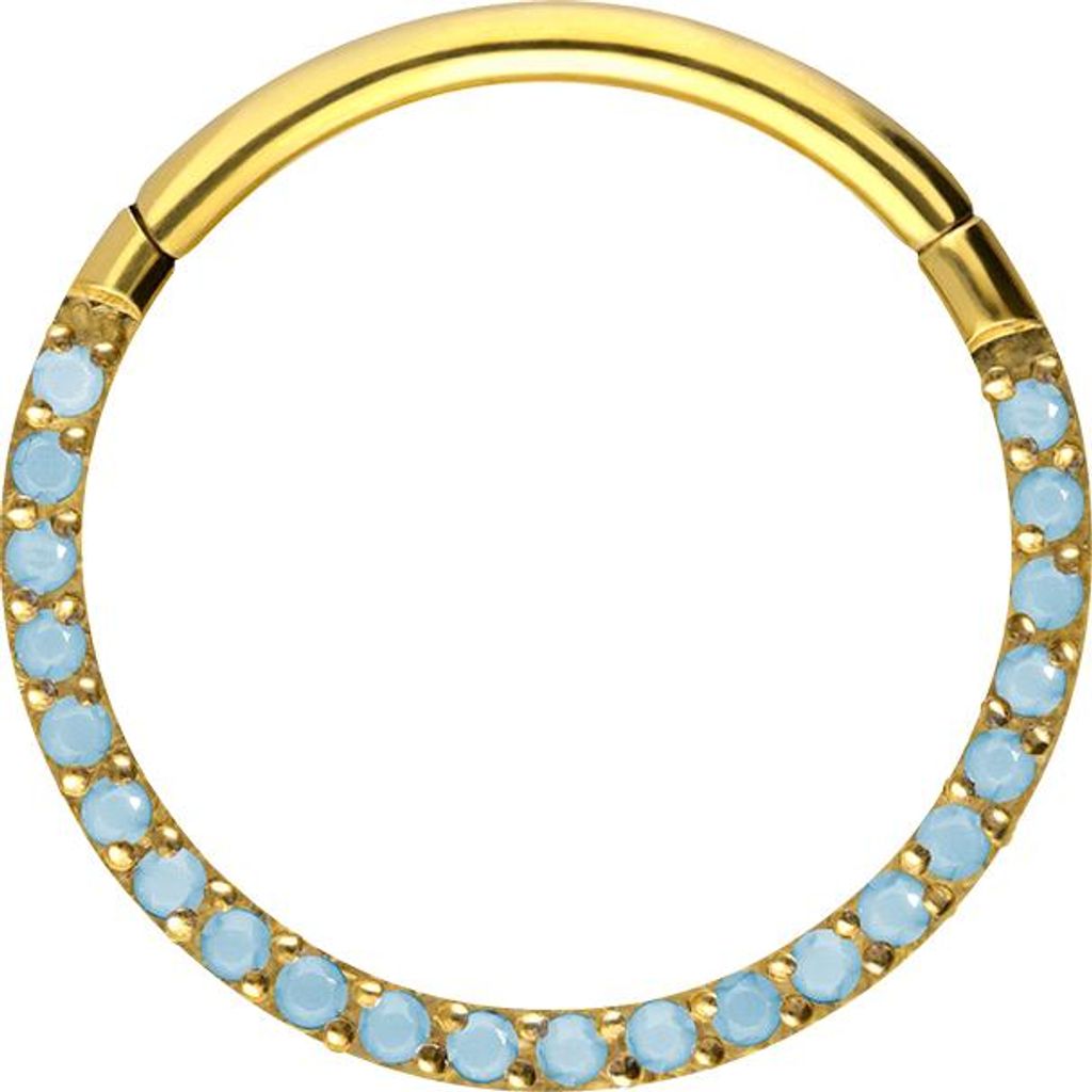 Ohrpiercing, Nasenpiercing, Septum Piercing Titan Segmentring Clicker EINGEFASSTE SYNTHETISCHE TÜRKISE Gold Innendurchmesser: 12 mm