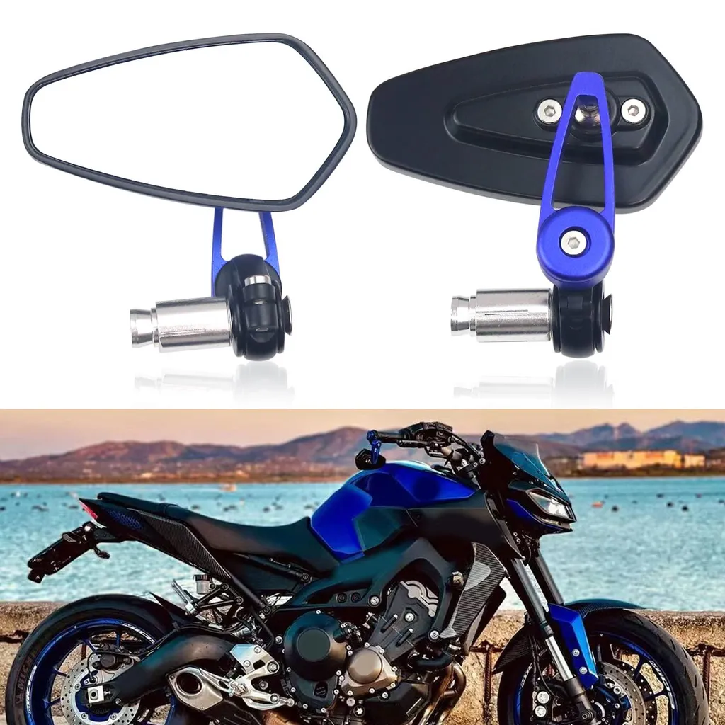 Rétroviseurs bleus anti-éblouissement pour guidon 22mm moto et scooter