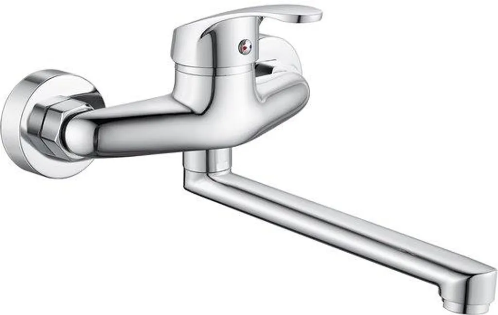 Robinet de cuisine mural chromé 23cm pivotant 360° eau chaude froide