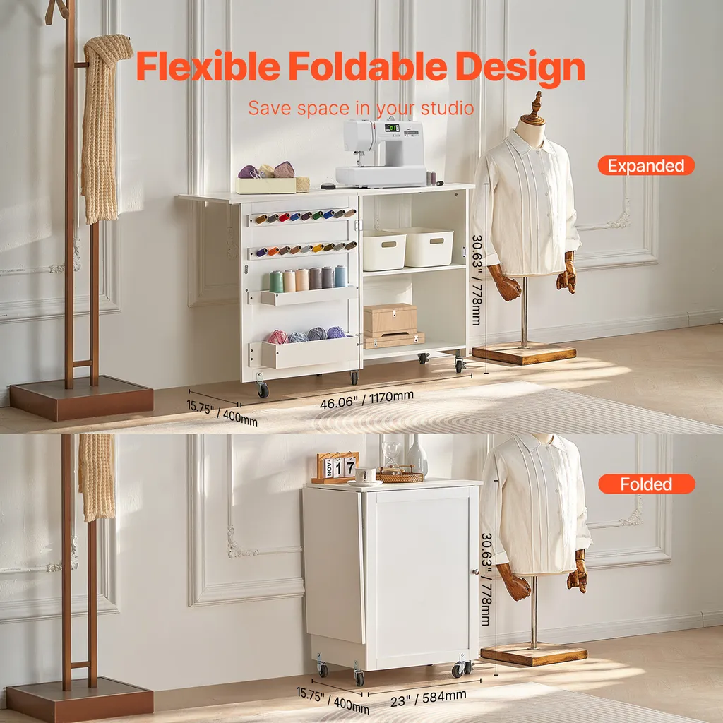 Meuble machine à coudre multifonctionnel et pliable VEVOR - 3
