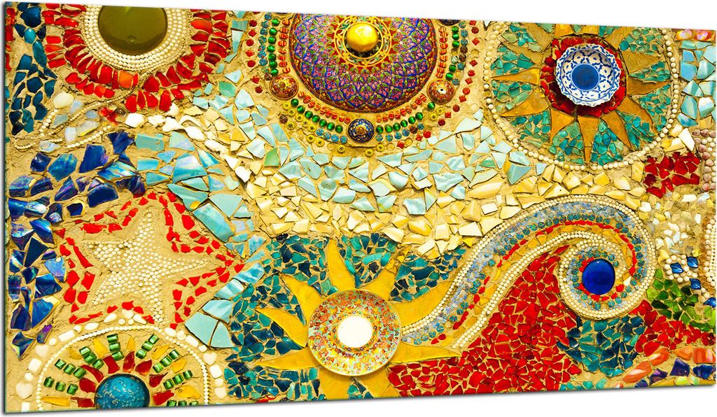 Herdabdeckplatte Glaskeramikkochfeld-Abdeckung Spritzschutz Glas 90x52 Mosaik
