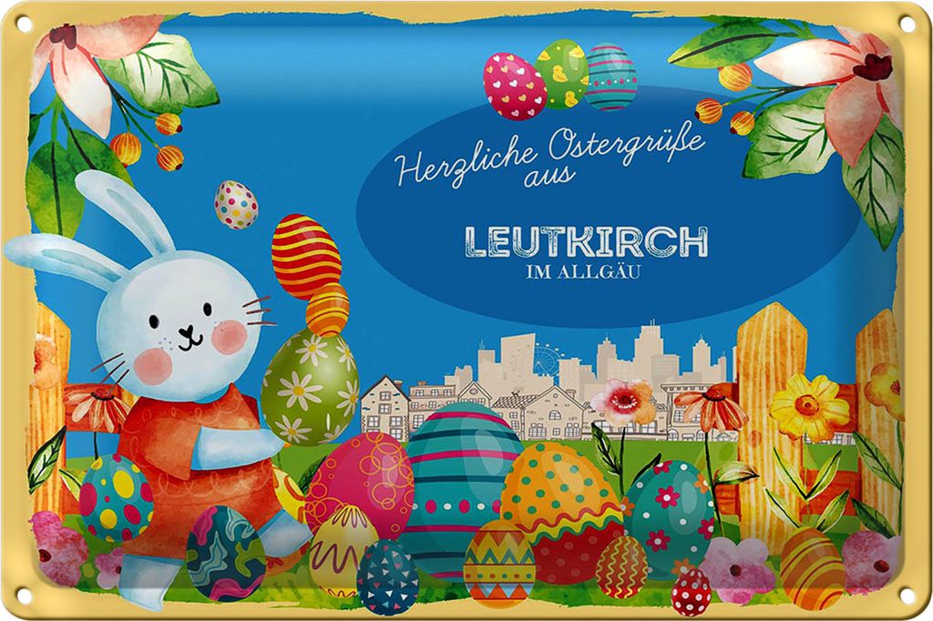 Blechschild Ostern Ostergrüße 40x30cm LEUTKIRCH IM ALLGAU