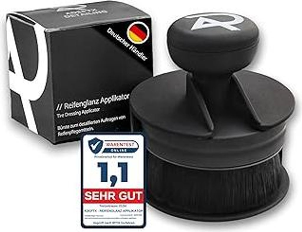 DETAILING Reifenglanz Applikator Bürste - Premium Soft-Touch Oberfläche (Schwarz, Matt) - Detailing Pinsel Tire Dressing Applicator - für glänz...