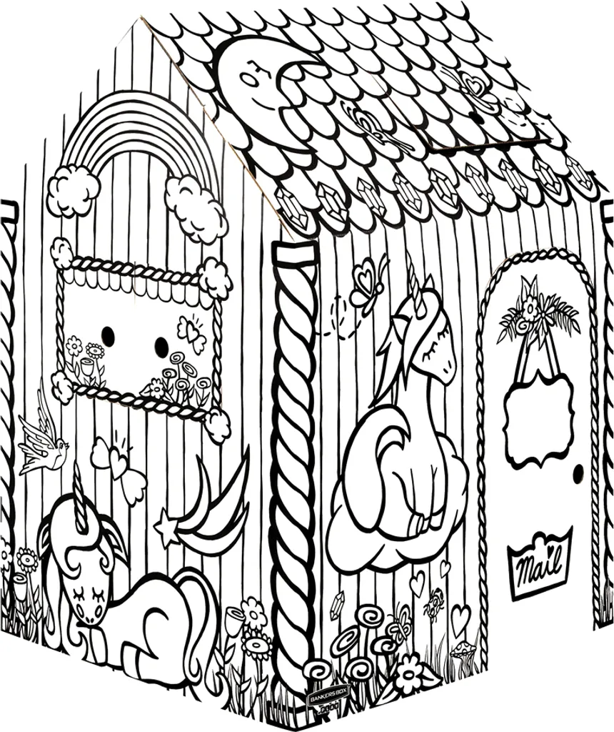 Maison de jeu Licorne sans bords coupants en carton ondulé pour enfant - 2
