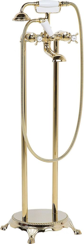 BELIANI Badewannenarmatur Freistehend Gold Messing Stahl Kunststoff Modern