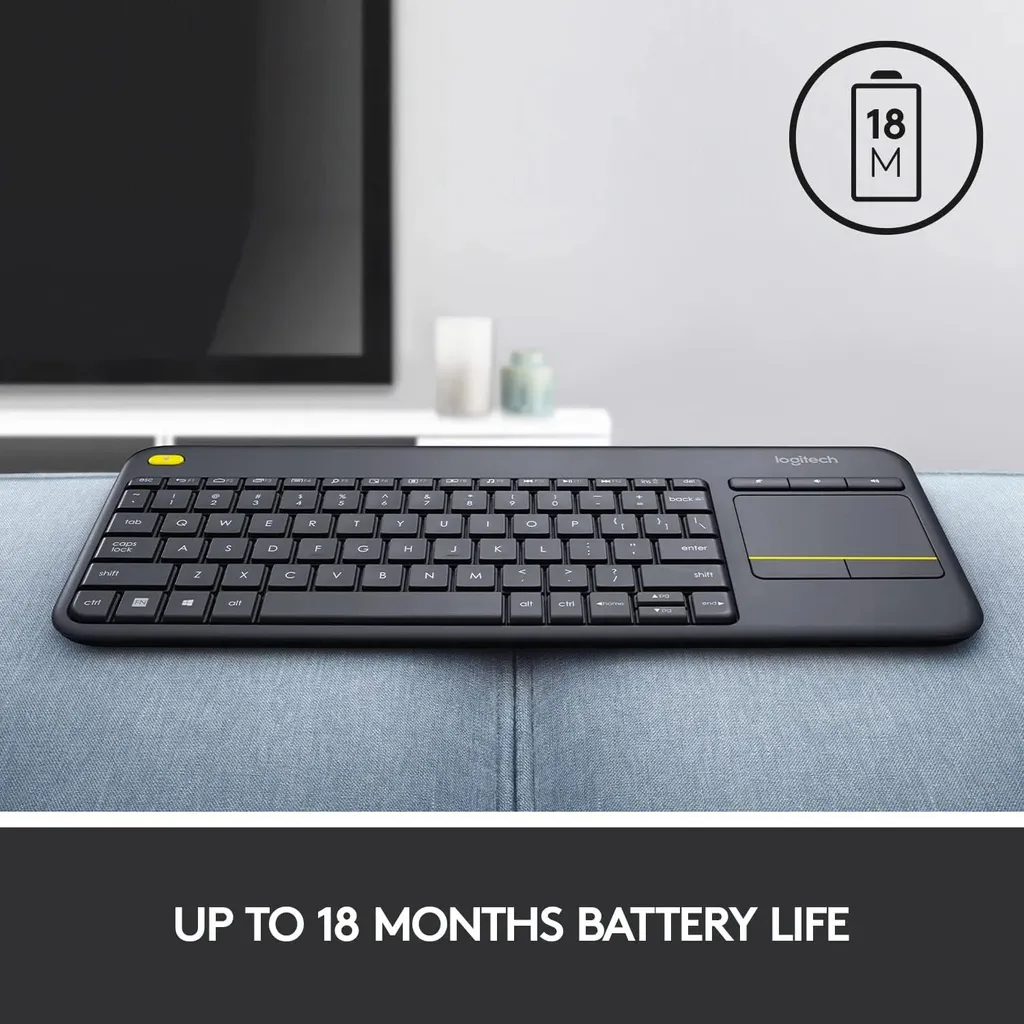 Clavier sans fil Logitech K400 Plus noir QWERTY idéal pour PC relié TV - 5