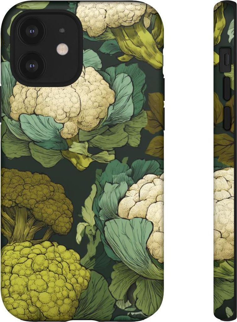 Handgezeichnetes Brokkoli- und Blumenkohlmuster – Hülle Kompatibel mit iPhone 12