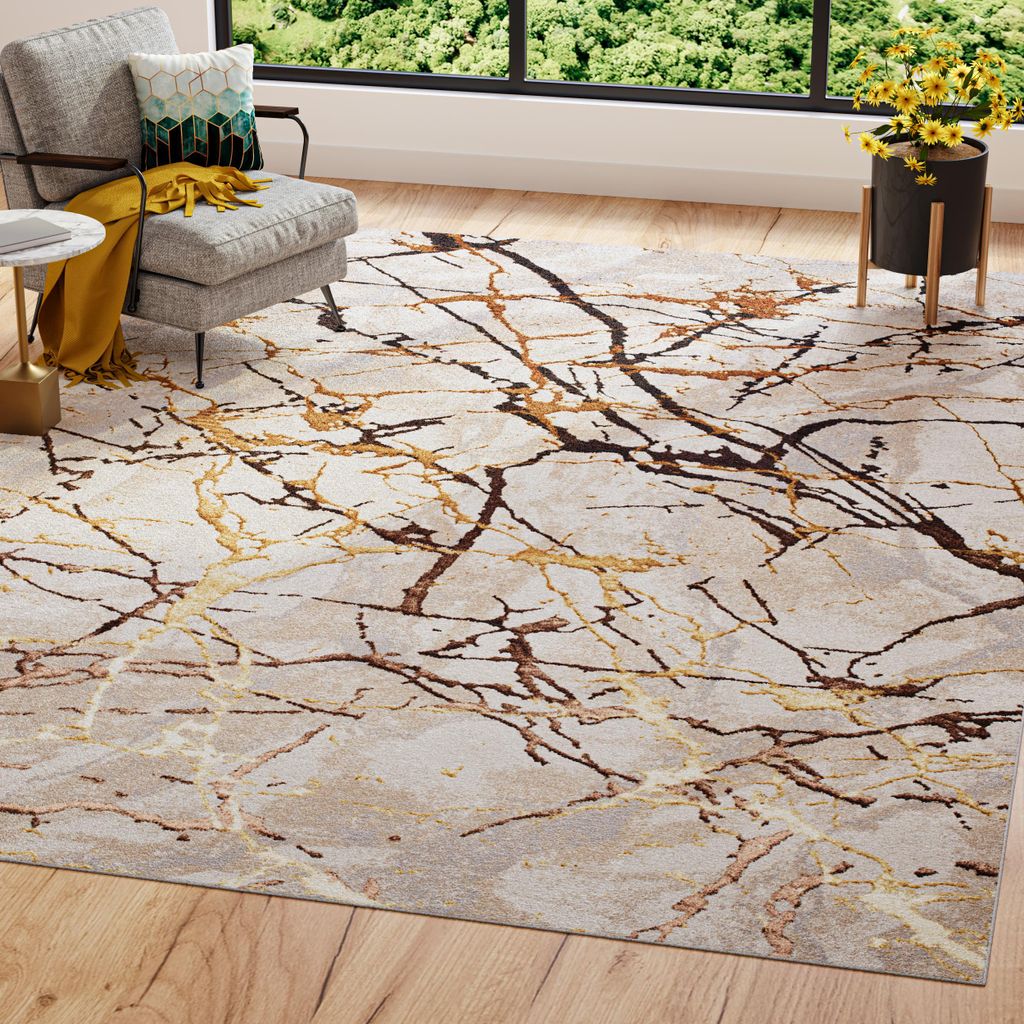 Tapiso Teppich GOLDEN Modern Kurzflor Beige Golden 200 x 200 cm