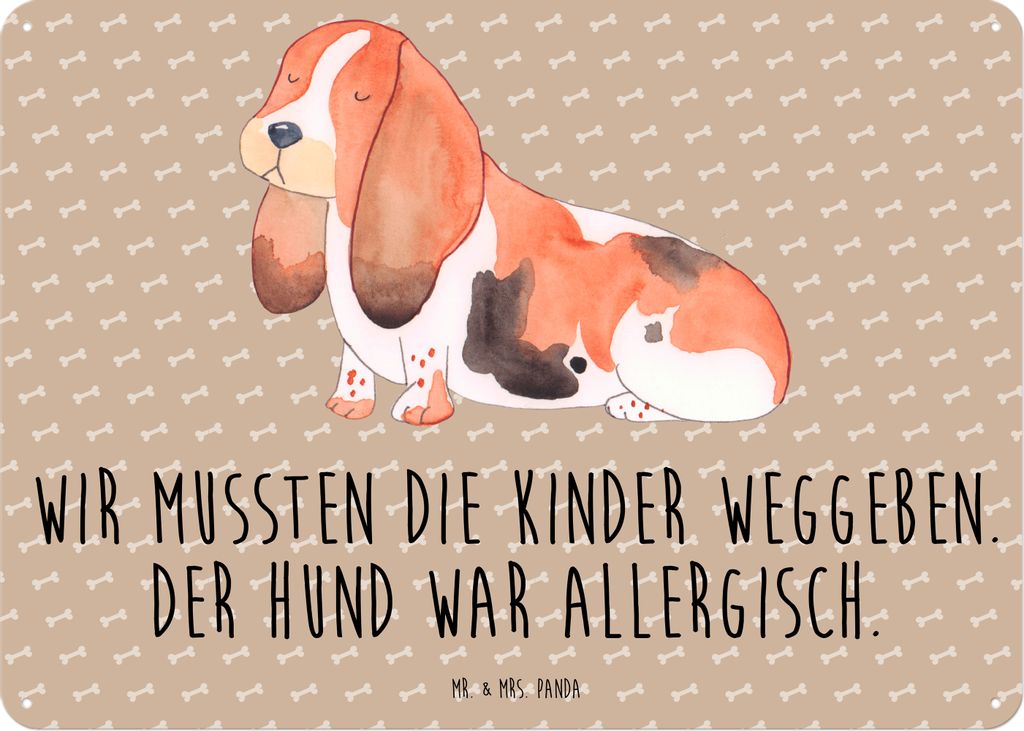 Mr. & Mrs. Panda tafel Hund Basset Hound DIN A5 - Hundeglück - Geschenk, Blechschild, Hunderasse, Wandbild, Magnetschild, Lustig, Türschild, Vier...