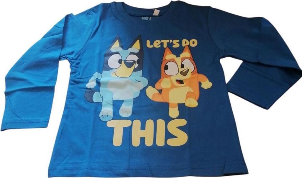 Bluey & Bingo Langarm-T-Shirt „Let's do this“ | Blau, Größe 92
