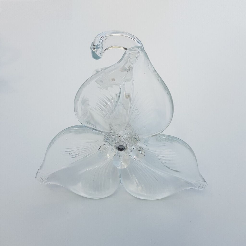 Glasblume klar Strassstein crystal Tischdekoration Serviettenring 14cm Handmade