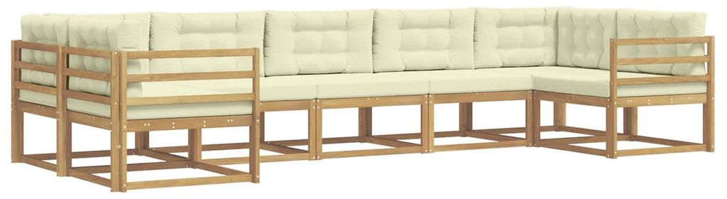 vidaXL Outdoor-Sofagarnitur mit Kissen 7 pcs Weiß und Creme